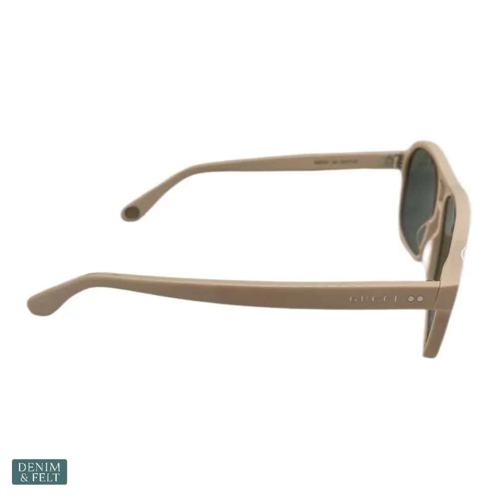 NEW‎ Gucci GG0475S Ivory Green Square Aviator Matte Lens Designer Sunglasses